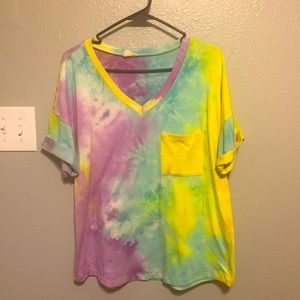 Lovely Melody Tie Dye Pocket Tee w/ cuff